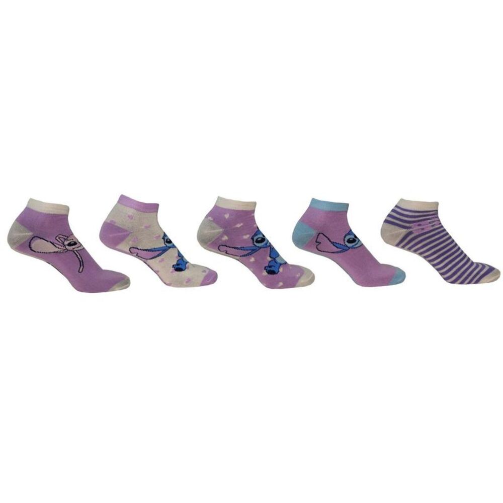 Lilo & Stitch Womens/Ladies Polyester Trainer Socks (Pack of 5) / Purple
